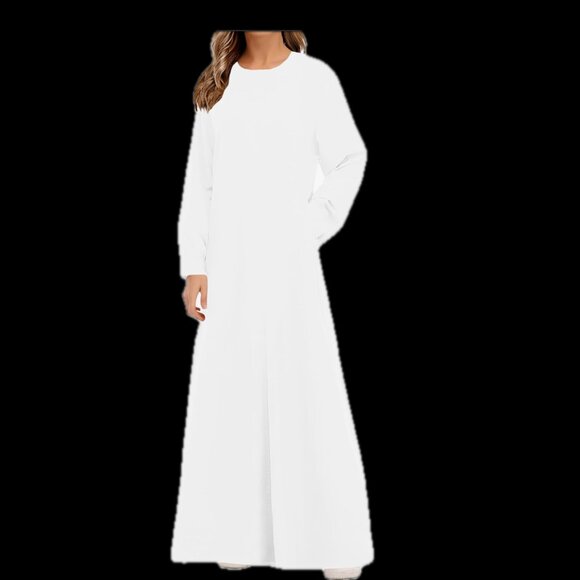 Abetteric Women Solid Color Zipper Abaya Muslim Dress w/ Pockets Islamic Prayer - Picture 1 of 16